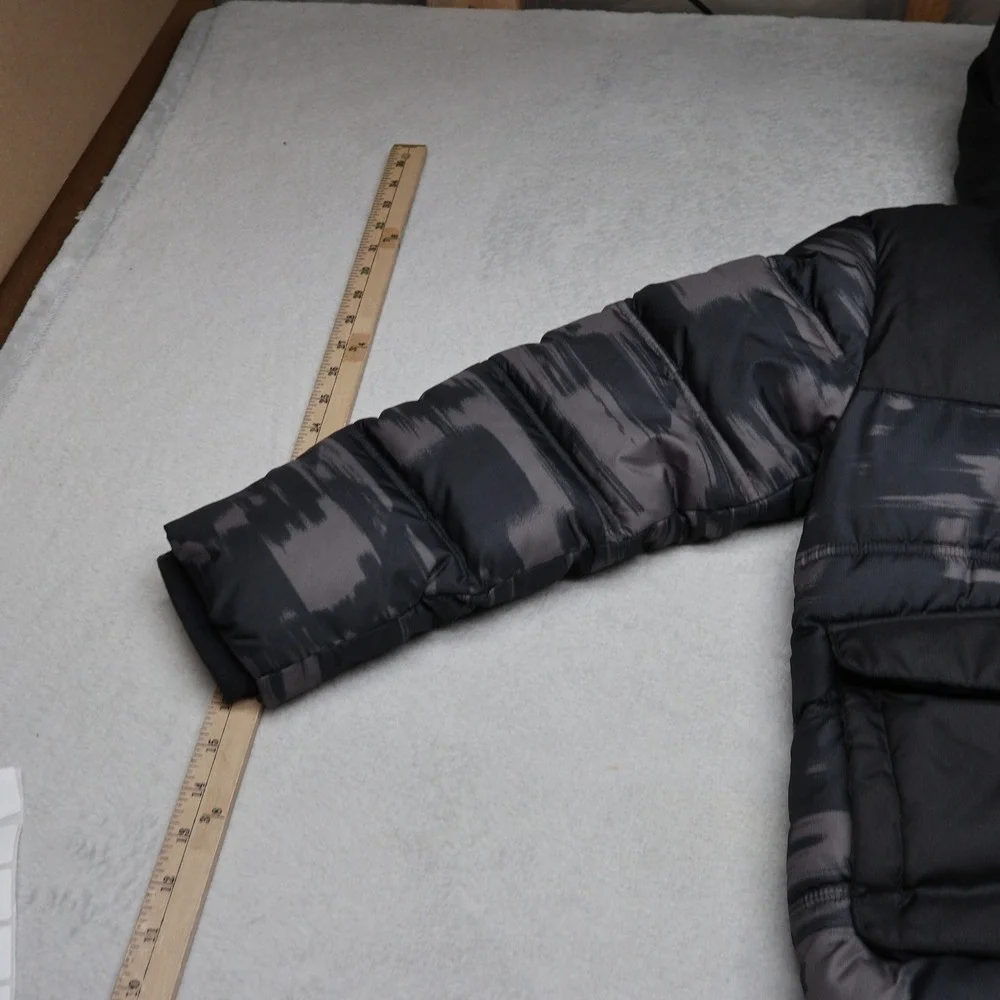 Jordan Jacket Boys Medium 10-12 Blk Insulated Full Zip Winter‎ Hood Puff VTG
